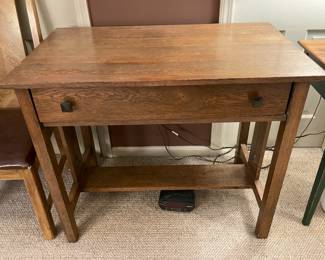 Vintage Wooden Craftsman Style Desk & Chair