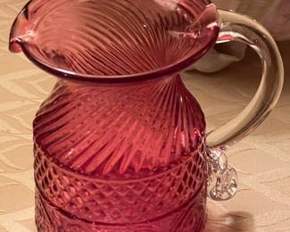 Pilgrim Glass Cranberry Pitcher