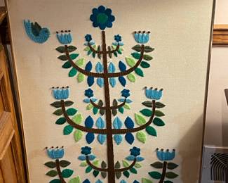 Vintage Mid-Century Modern Fabric Artwork