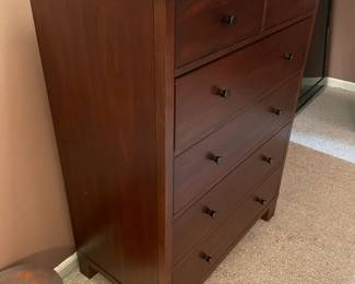 Tall Brown Wooden 6 Drawer Dresser