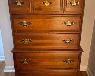 Solid Wood Brown High-Boy Tall Dresser By Moosehead Furniture Co.