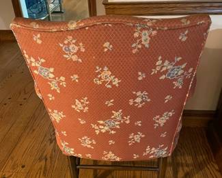 Red Upholstered Wooden Arm Chair