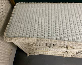 Wicker Low-Boy Dresser W/ Floral Knobs