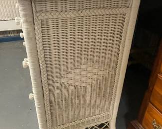 Wicker Low-Boy Dresser W/ Floral Knobs