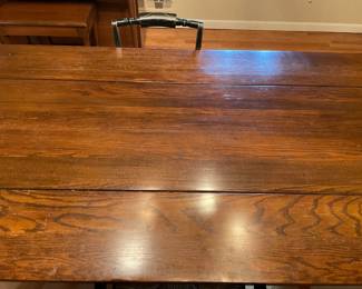 Wood Plank Country Dining Table W/ 4 Black Hitchcock STYLE Chairs