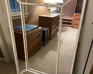 Vintage Mid-Century Modern Metal Bamboo Framed Mirror