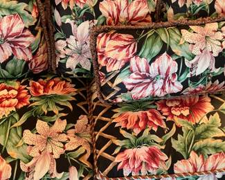 Beautiful Pink & Green Floral Sofa/Couch W/ Rope Trim