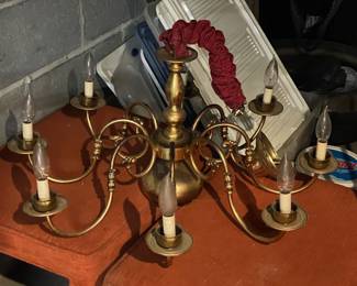 Hanging Brass 8 Arm Chandelier