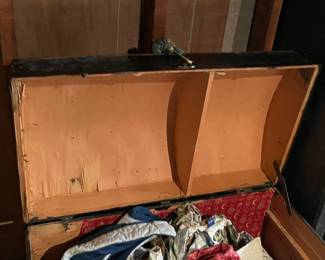 Antique Humpback Steamer Trunk