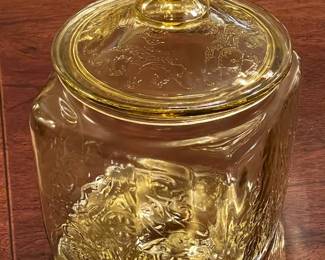 Yellow Depression Glass Biscuit Jar