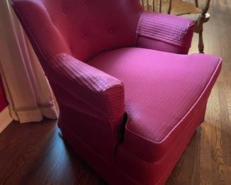 2 Red Upholstered Arm Club Chairs