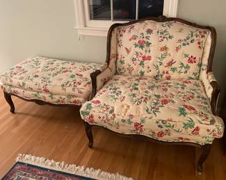 Oversized Custom Upholstered Arm Chair W/ Matching Otoman