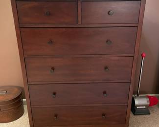Tall Brown Wooden 6 Drawer Dressser