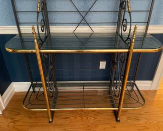 Kitchen Metal W/ Glass Shelves Baker's Rack