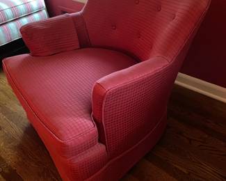 2 Red Upholstered Arm Club Chairs