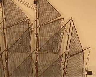 Vintage Mid-Century Modern Ship Metal Wire Wall Art