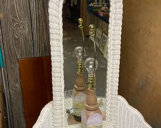 Wicker Vanity W/ Glass Top & Stool