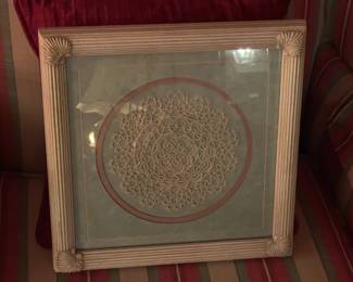 Handmade Framed Lace Doily 