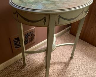 Green Hand Painted Oval Accent Wooden Table