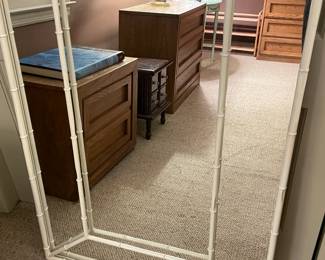 Vintage Mid-Century Modern Metal Bamboo Framed Mirror