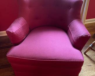 2 Red Upholstered Arm Club Chairs