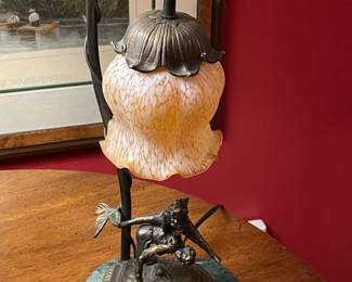 Bronze Fairy Lamp W/ Marble Base