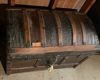 Antique Humpback Steamer Trunk