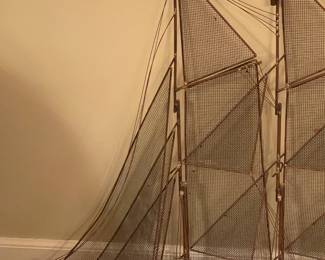 Vintage Mid-Century Modern Ship Metal Wire Wall Art