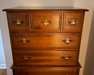 Solid Wood Brown High-Boy Tall Dresser By Moosehead Furniture Co.