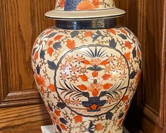 Oversized Floral Urn W/ Lid