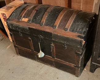 Antique Humpback Steamer Trunk