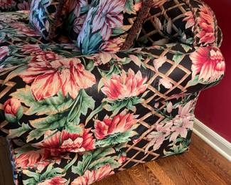 Beautiful Pink & Green Floral Sofa/Couch W/ Rope Trim