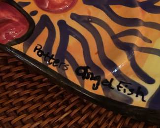 Hand Signed Fish Platter "Potters Angel Fish" Hawaii 