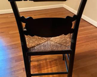 Wood Plank Country Dining Table W/ 4 Black Hitchcock STYLE Chairs