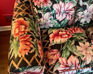 Beautiful Pink & Green Floral Sofa/Couch W/ Rope Trim