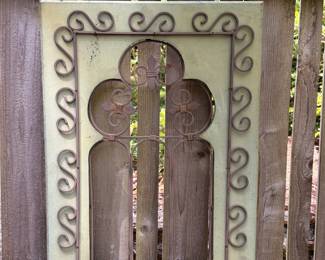 Green Wood and Iron Hanging Faux Window