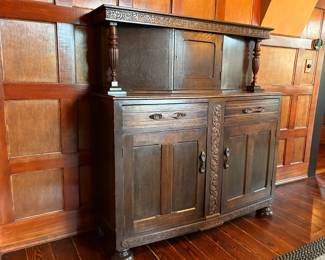 Antique Hutch/Buffet with 3 Cabinets and 2 Drawers