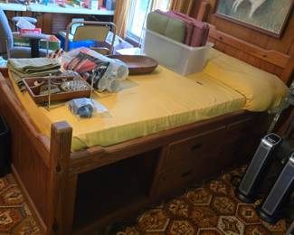 vintage twin bed with storage and drawers 