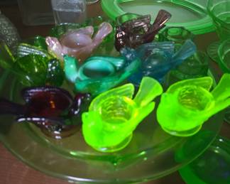 uranium glass, Vaseline glass, manganese, etc