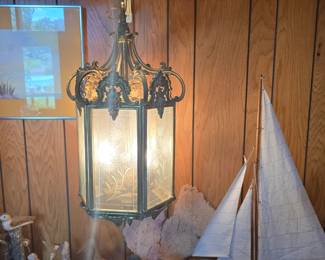 vintage brass hanging lamp