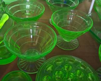 uranium glass, Vaseline glass, manganese, etc