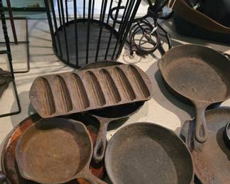 nice collection of Cast iron pans and more 
