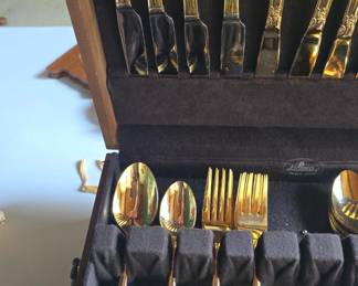 gold plated silverware set 