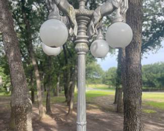 10 ft. five arm Lighted Horses Lamp Post Cast Iron. (Must move yourself)