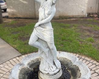 Vintage Lorelei Outdoor Garden Fountain. 69" x 8" Base Large bowl 48" Weight approximately 615 lbs. Must move yourself