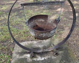 Antique Cast Iron Hanging Cauldron Flower Pot holder (must remove yourself)