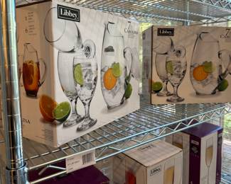 2 Boxes - 7 Piece Libbey Carolina Glass Pitcher & Goblet Set