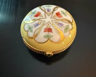 Tiffany & Co. Yellow Porcelain Trinket Box with Floral Design