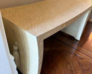 Pair of Cream Tassel Pagoda Benches with Crackle Finish