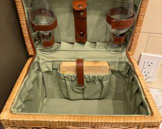 Picnic Time Picnic Basket with Pair of Wine Glasses and Cheese Board